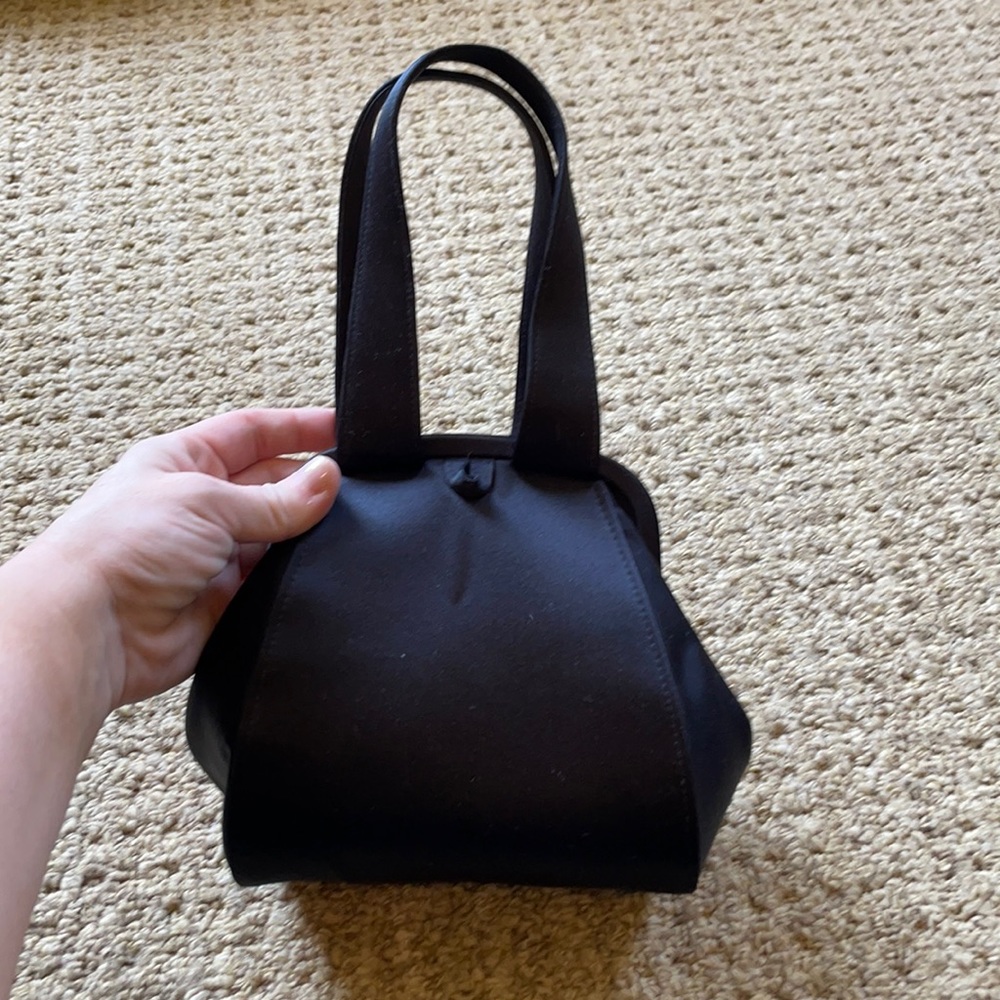 Vintage Neiman Marcus black satin evening bag -can fit regular iPhone